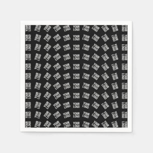 Unique Logo or Image Pattern   Black (editable) Napkin