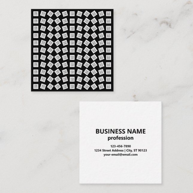 Unique Logo or Image Pattern | Black (editable) Square Business Card (Front/Back)