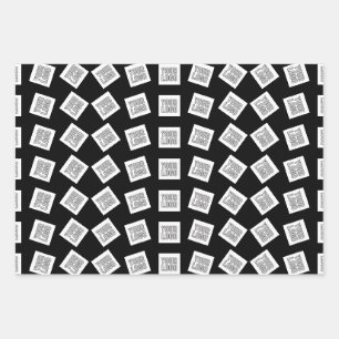 Unique Logo or Image Pattern Black (editable) Wrapping Paper Sheet