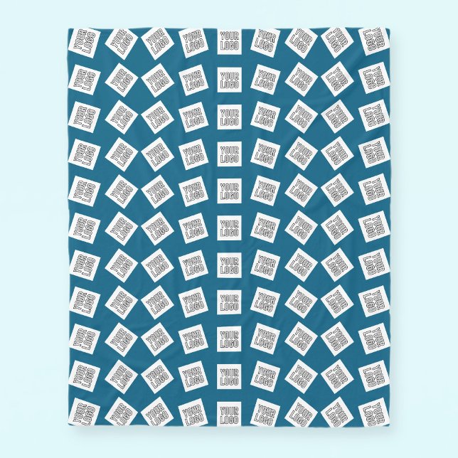 Unique Logo or Image Pattern | Blue (editable) Fleece Blanket (Creator Uploaded)
