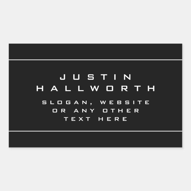 Unique Looking Black & White Rectangular Sticker (Front)