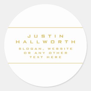 Unique Looking White & Gold Classic Round Sticker