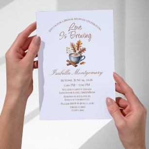 Unique Love Is Brewing Autumn Bridal Shower Invitation