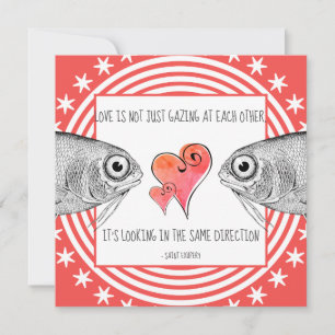 Unique Lovers Gaze Saint Exupery Quote Valentine Holiday Card
