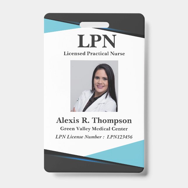 Unique LPN Nurse Badge ID Badge (Front)