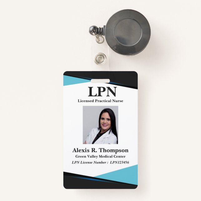 Unique LPN Nurse Badge ID Badge (Front with Retractable)