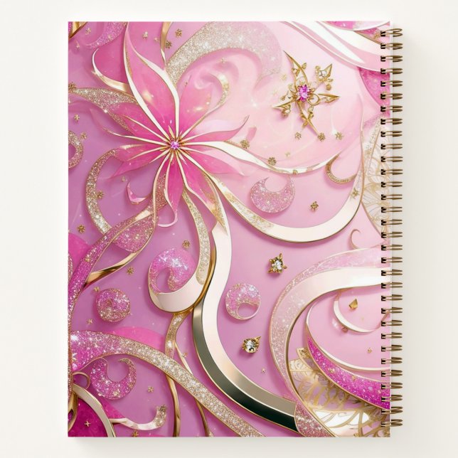 Unique Luxury Rose Gold Professional Stylist chic Notebook (Back)