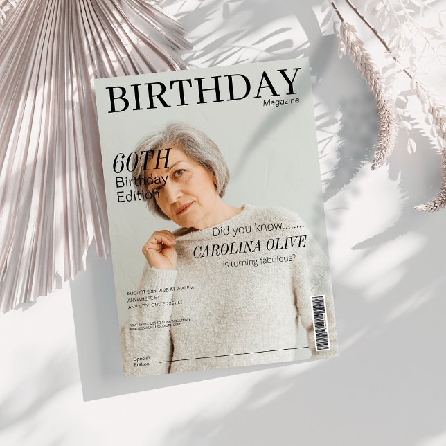 Unique Magazine cover 60th Birthday party Invitation (Creator Uploaded)
