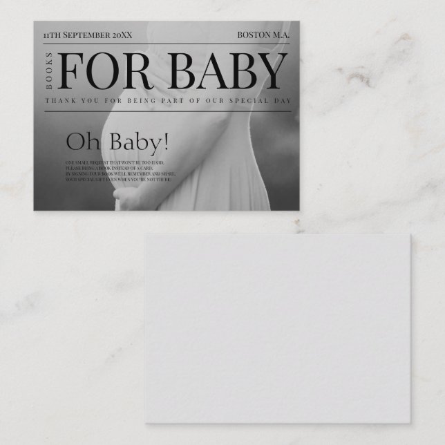 Unique Magazine Photo Baby Shower Books for Baby Enclosure Card (Front/Back)