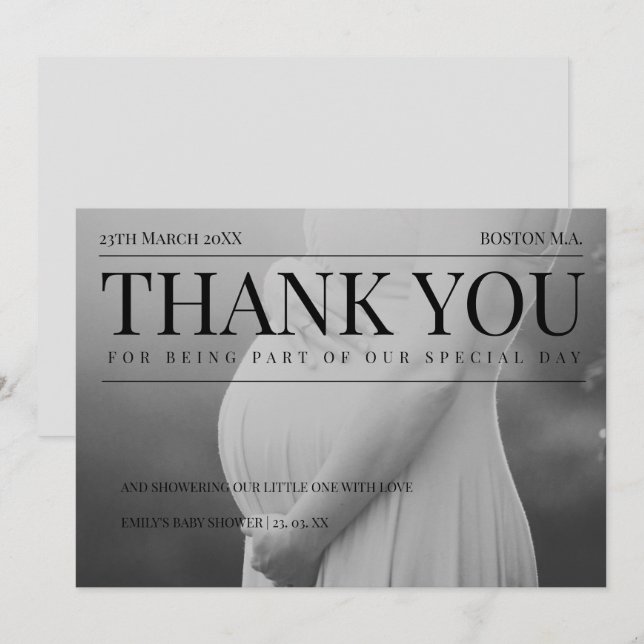 Unique Magazine Photo Baby Shower Thank You Card (Front/Back)