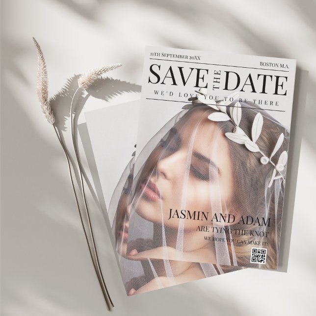 Unique Magazine Style Editorial Photo Wedding Save The Date (Unique Magazine Style Editorial Photo Wedding Save The Date)