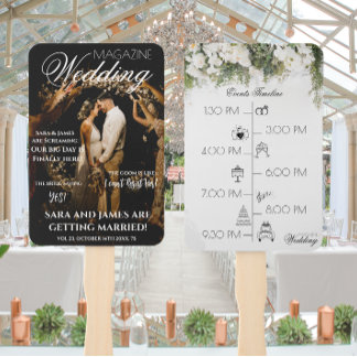 Unique MAGAZINE Timeline Wedding Programs Hand Fan