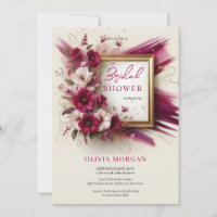 Unique magenta pink flowers gold frame Bridal