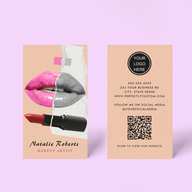 Unique Makeup Artist Lipsense Qr Code Logo  Business Card (Creator Uploaded)