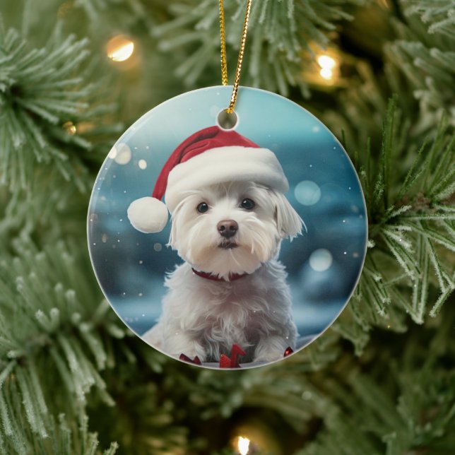 Unique Maltese Christmas, Gift For Dog Lovers Ceramic Tree Decoration (Tree)