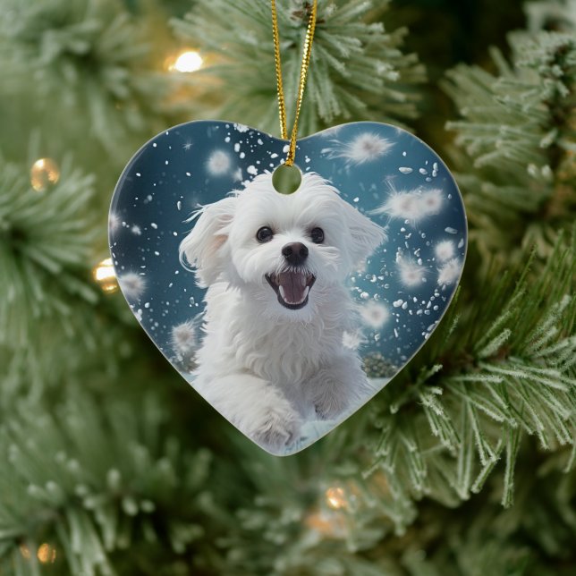Unique Maltese Christmas, Gift For Dog Lovers Ceramic Tree Decoration (Tree)
