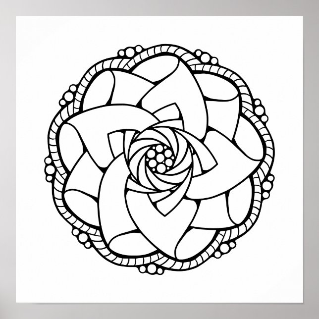 Unique Mandala Adult Colouring Poster (Front)