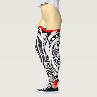 Unique Māori design RED Leggings