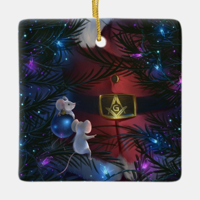 Unique Masonic Christmas Ceramic Ornament (Front)