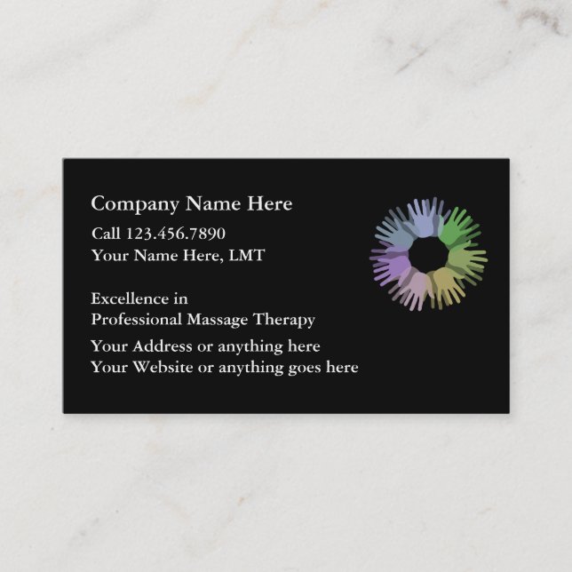 Unique Massage Business Cards (Front)