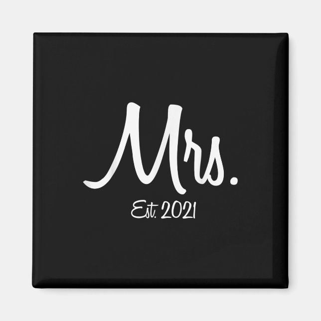 Unique Matching Wedding Gifts For Bride Groom Mrs. Magnet (Front)