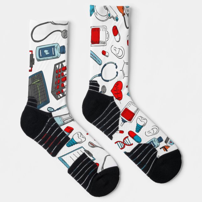 Unique Medical Print Crew Socks (Right)