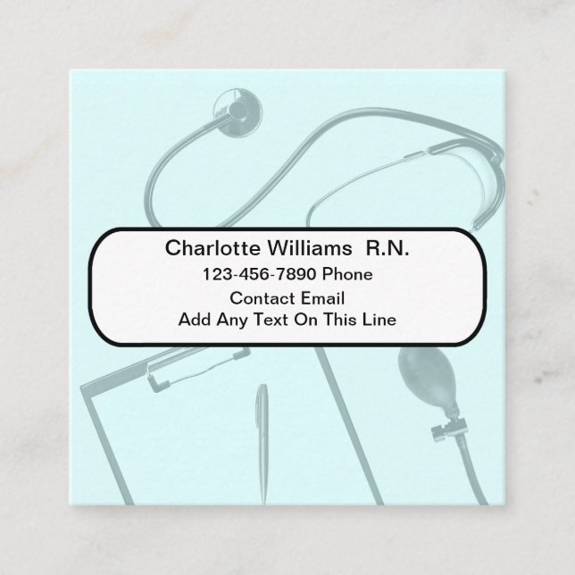 Unique Medical Professional Nurse Business Cards (Front)