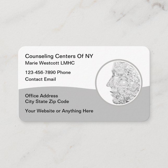 Unique Mental Health Counsellor Psychotherapy  Business Card (Front)