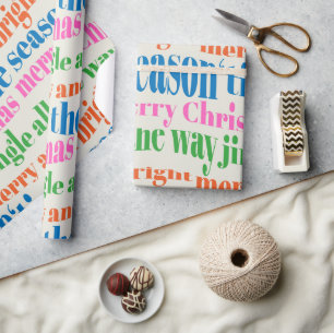 Unique Merry & Bright Christmas Script Wrapping Paper