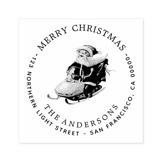 Unique Merry Christmas Family Return Address Rubber Stamp (Imprint)