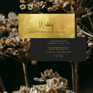 Unique Metallic Gold & Black Wedding Invitation