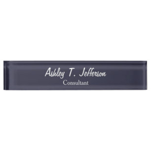 Unique Midnight Blue Script Classical Handwriting Nameplate