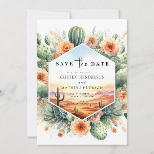 Unique Minimalist Cactus Wedding Save The Date
