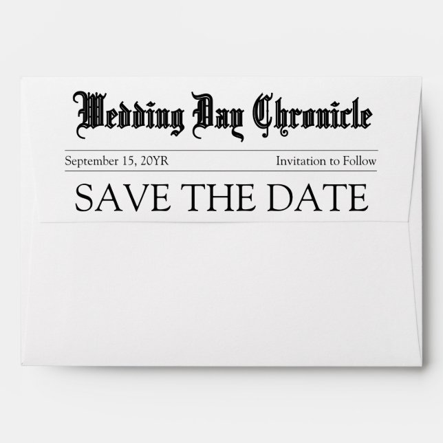 Unique Minimalist Customisable Script Wedding Mail Envelope (Back (Top Flap))