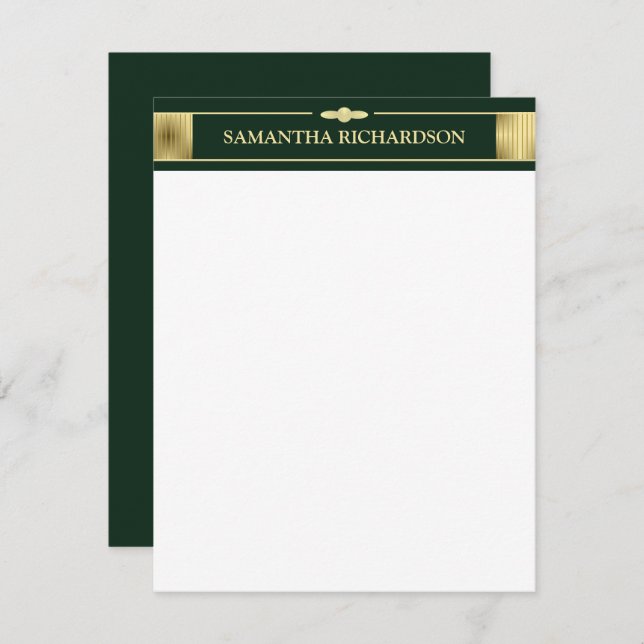 Unique Minimalist Emerald Green And Gold Name Card (Front/Back)