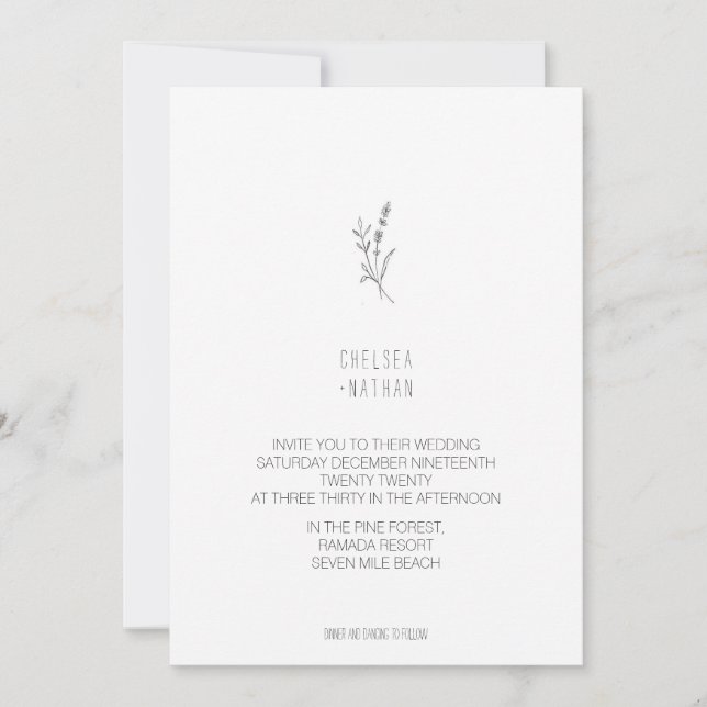 Unique Minimalist Ivory Wedding Invitation (Front)