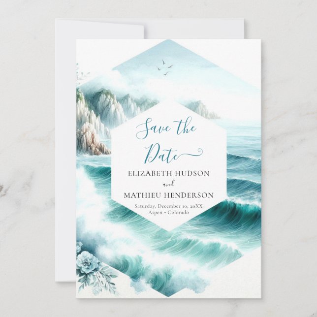 Unique Minimalist Nautical Wedding Save The Date (Front)