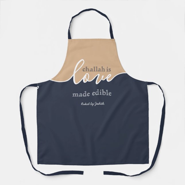 Unique Minimalist Script Challah is Love Apron (Front)