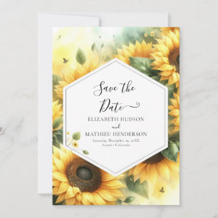 Unique Minimalist Sunflower Wedding Save The Date