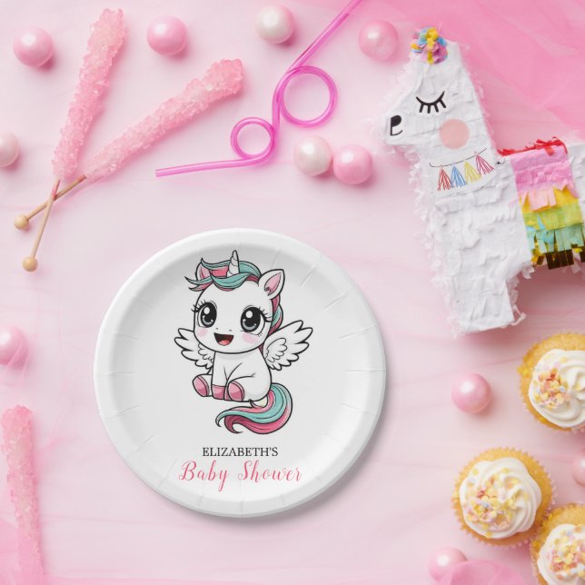Unique Minimalist Unicorn Baby Shower Paper Plate (Party)