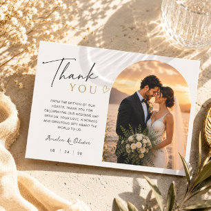 Unique Modern Arch Photo Wedding Thank You Card