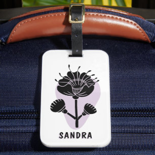 Unique Modern Artistic Personalised Floral  Luggage Tag
