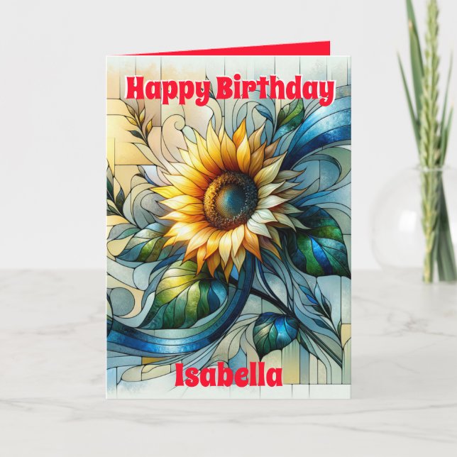 Unique Modern Big Elegant Sunflower Collection Card (Front)