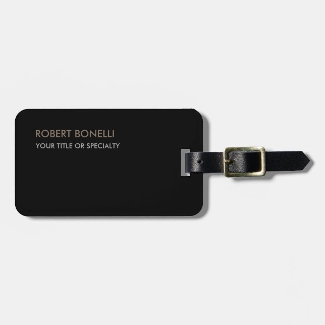 Unique Modern Black Stylish Luggage Tag (Front Horizontal)