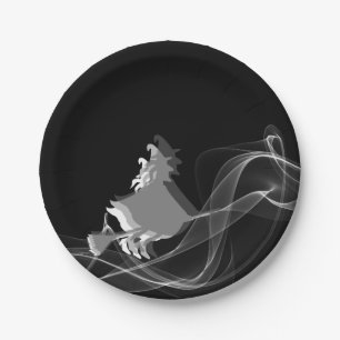 Unique Modern Black & White Halloween Witch Paper Plate