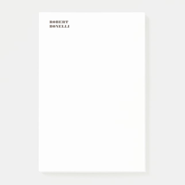 Unique Modern Black White Your Name Minimalist Post-it Notes (Front)