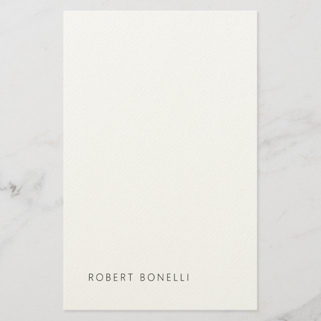 Unique Modern Black White Your Name Minimalist Stationery (Front)