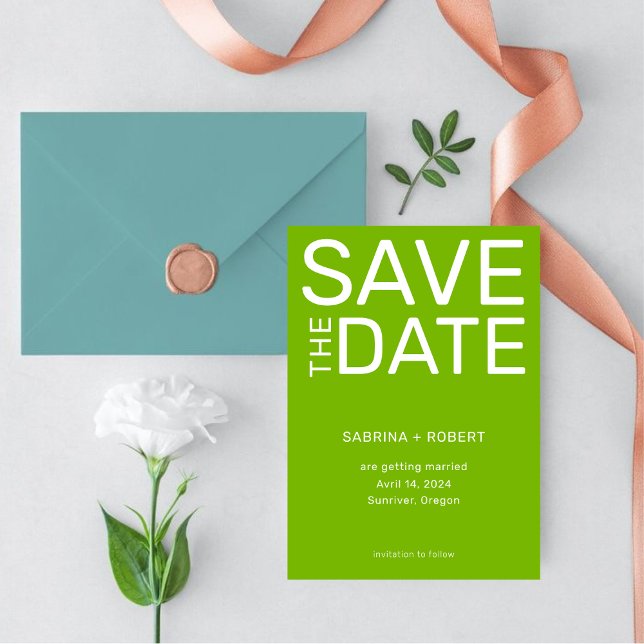 Unique Modern Bold Green Typography Wedding   Save The Date (Creator Uploaded)