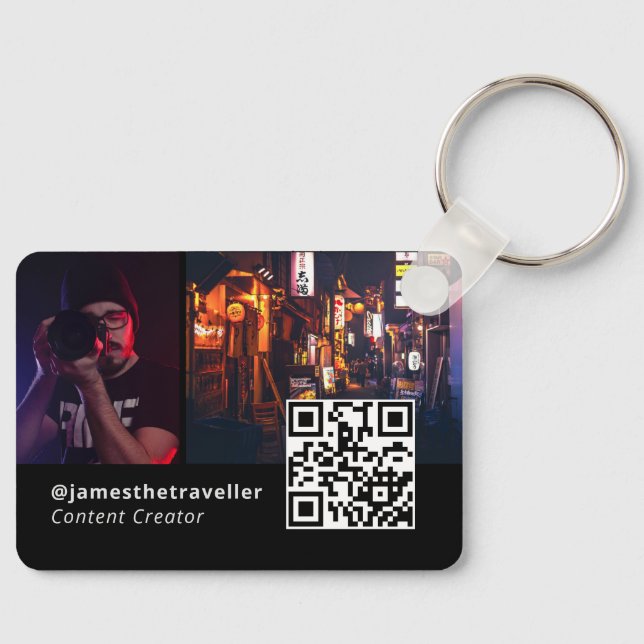 Unique Modern Business Card with QR Code Key Ring (Front)