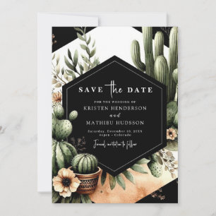Unique Modern Cactus Wedding Save The Date